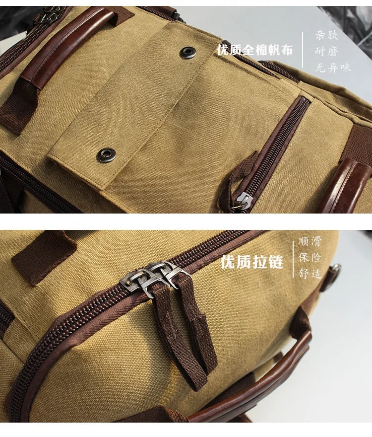 Outdoor Hiking Camping Canvas Backpack Large Capacity Tactical Travel Climbing Bag Luggage Handbag Men Women Computer Rucksack