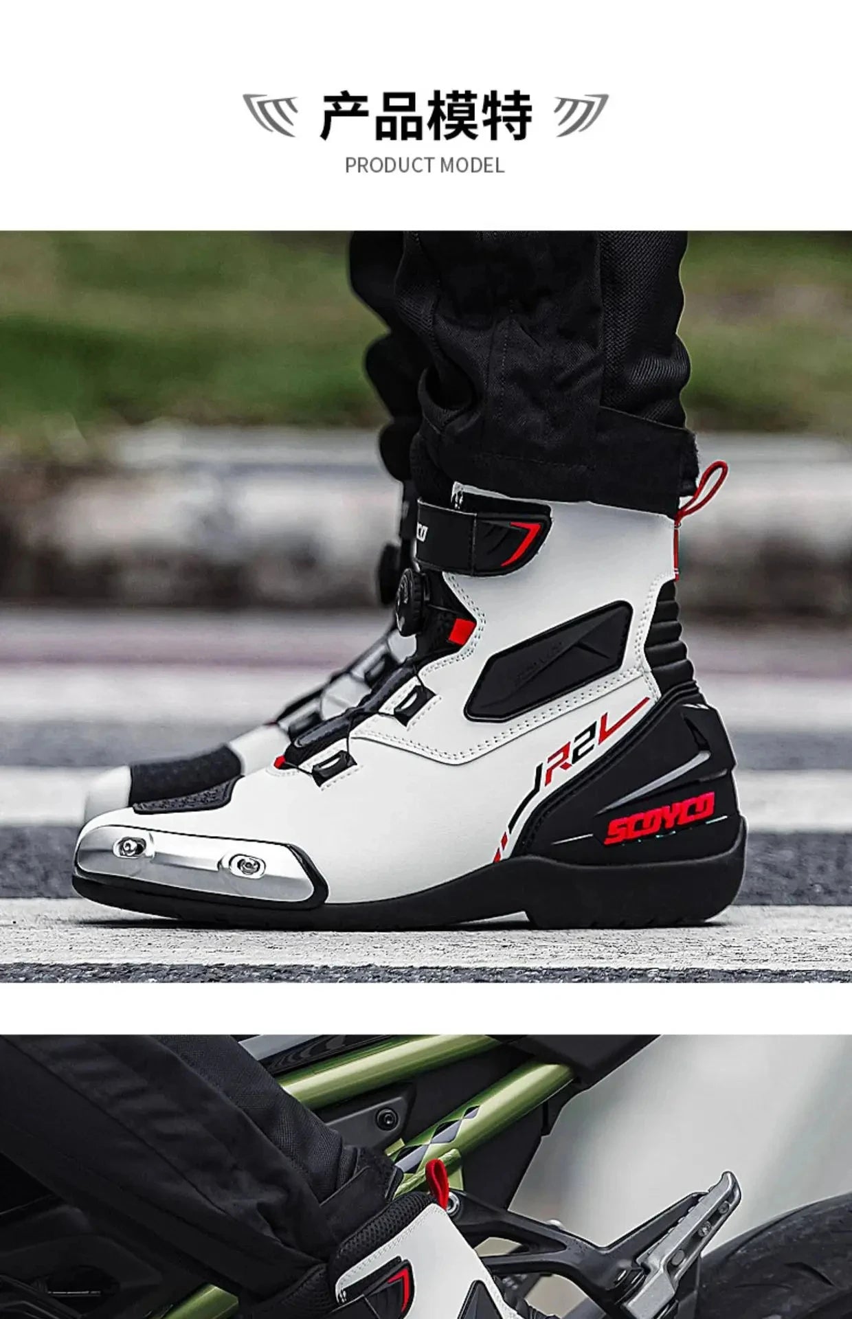 SCOYCO Motorcycle Boots Botas Moto Microfiber Leather Motocross Off-Road Racing Boots Motorbike Riding Shoes Men Moto Boots