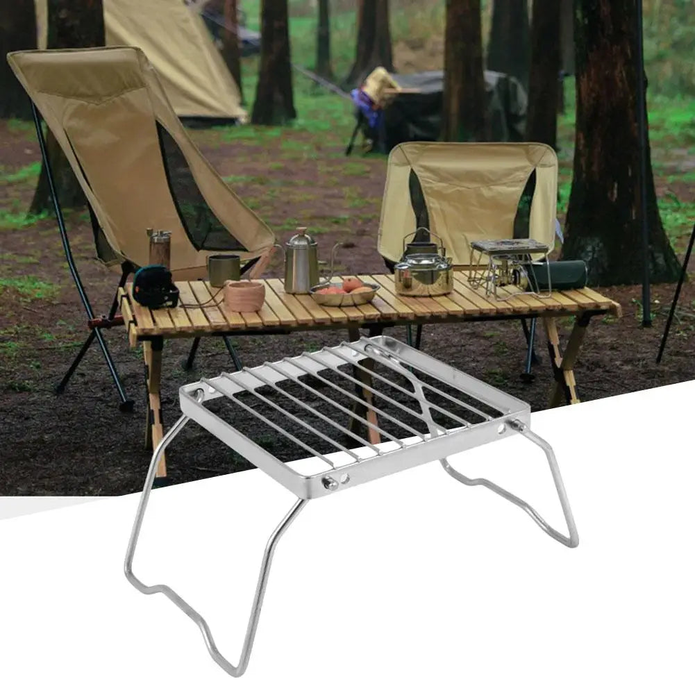 Outdoor Steel Stove Holder Foldable Portable Camping BBQ Cooking Campfire Gas Stove Stand Supplies