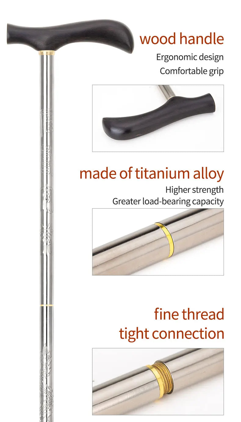 TiTo Titanium Alloy Telescopic Walking Stick For The Elderly Mothers Fathers  Ultralight Trekking Poles Camping Hiking Stick