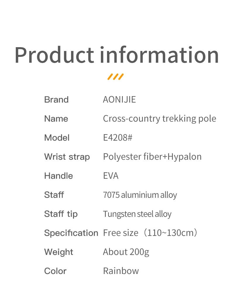 AONIJIE E4208 Rainbow Color Unisex Outdoor Hiking Pole Telescopic Adjustable Aluminum Alloy Pole Running Hiking Walking Stick