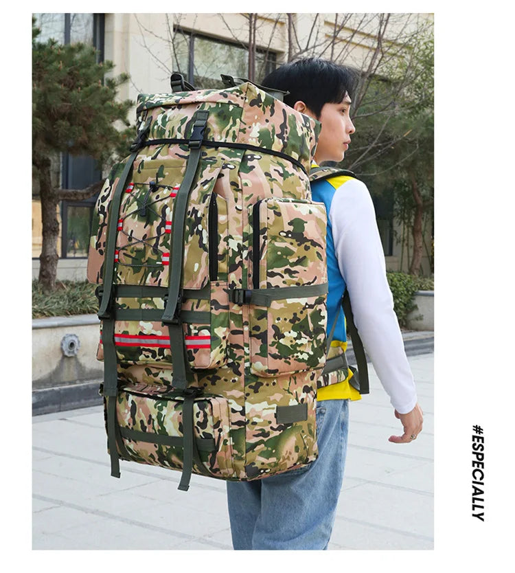 130L Large Capacity Mountaineering Bag Suitable  Outdoor Travel Camping Climbing Adventure Multifunctional Waterproof  Backpack