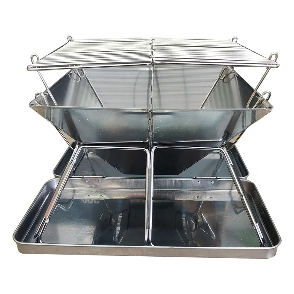 Camping Wood Stove Brazier Camping Fire Wood Heater Portable Folding Hike Barbecue BBQ Charcoal Grill Stand