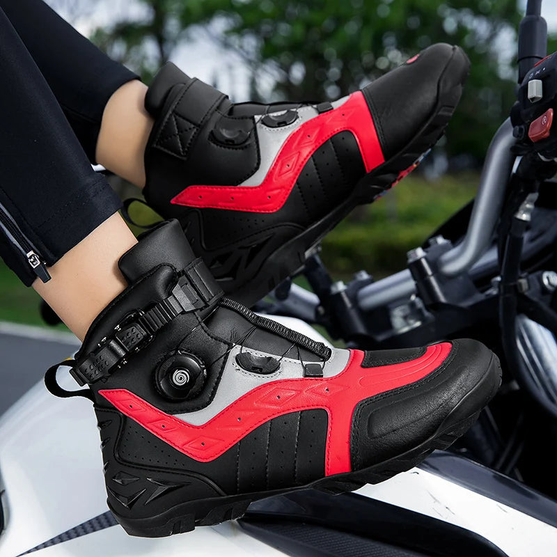 Waterproof Motorcycle Boots Man Wear-Resistant Motocross Boot Breathable Women Motorcycle Anti-Slip Motorcycle Shoes Anti-Fall