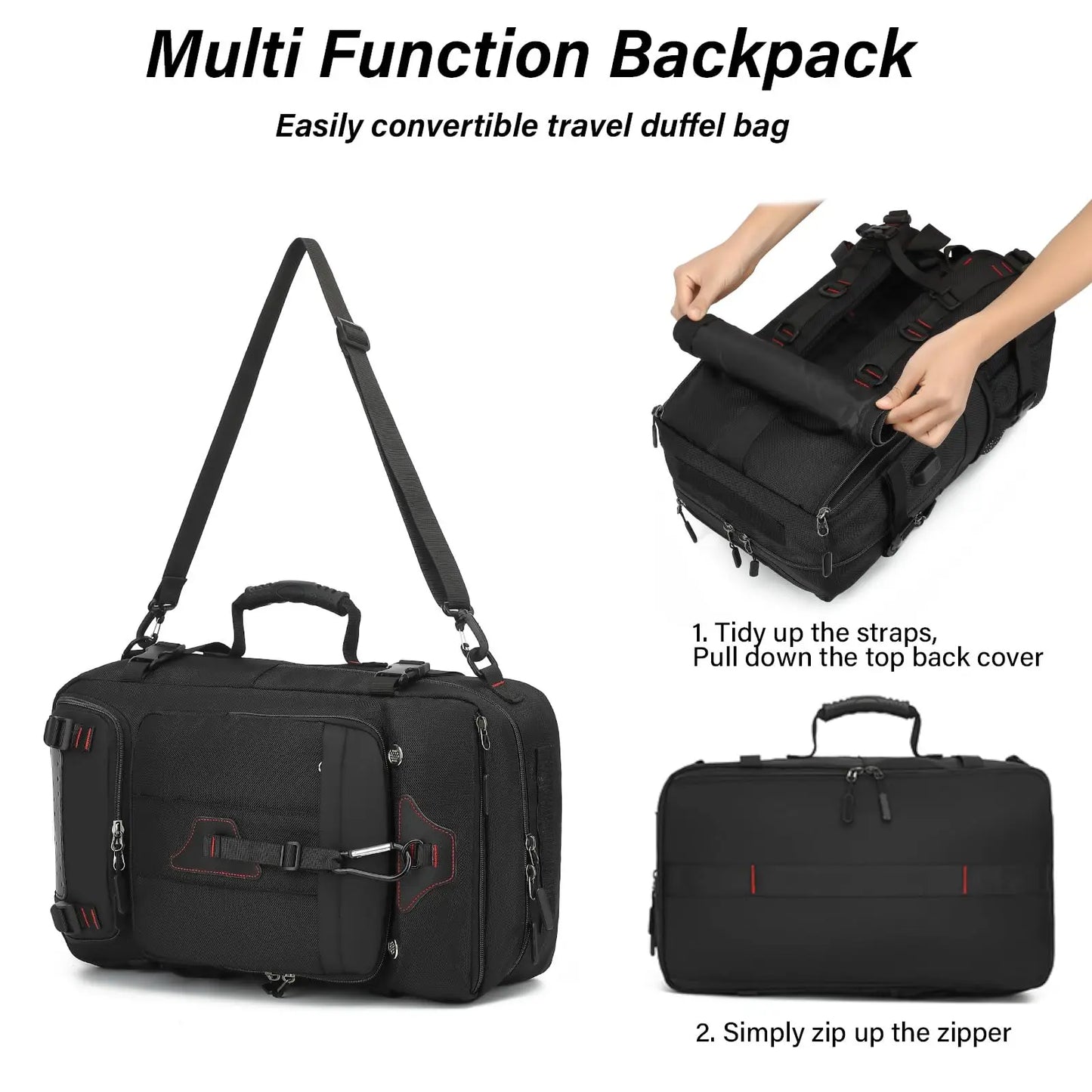 Travel Backpack Large Carry on Backpack Durable Convertible Duffle Bag Fit for 17 Inch Laptop with Shoe Compartment Wet Pocket