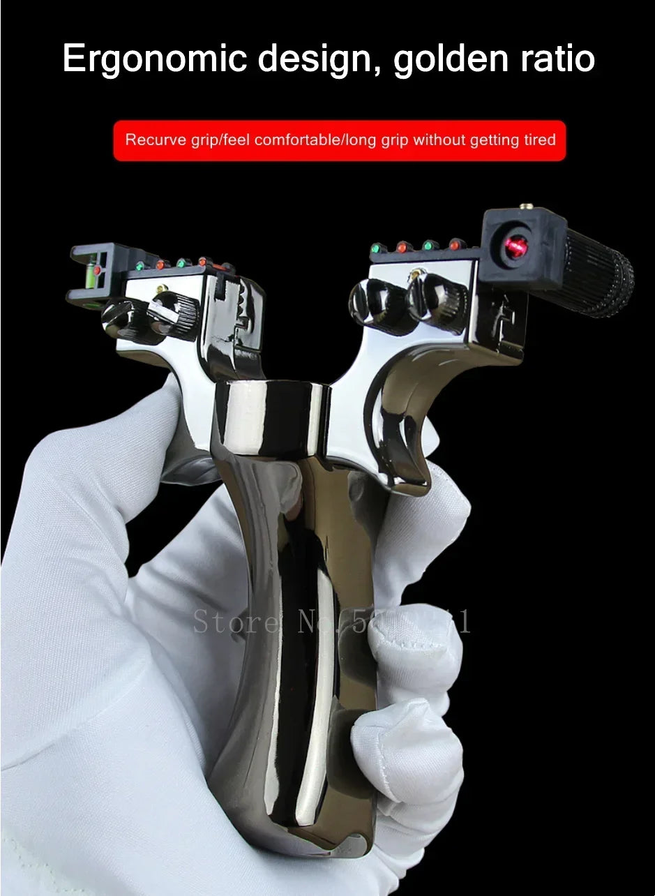 Powerful Laser Slingsshot Upgrade Outdoor Shooting Catapult Double Screw Quick Pressure Rubber Band Hunting Slingshot