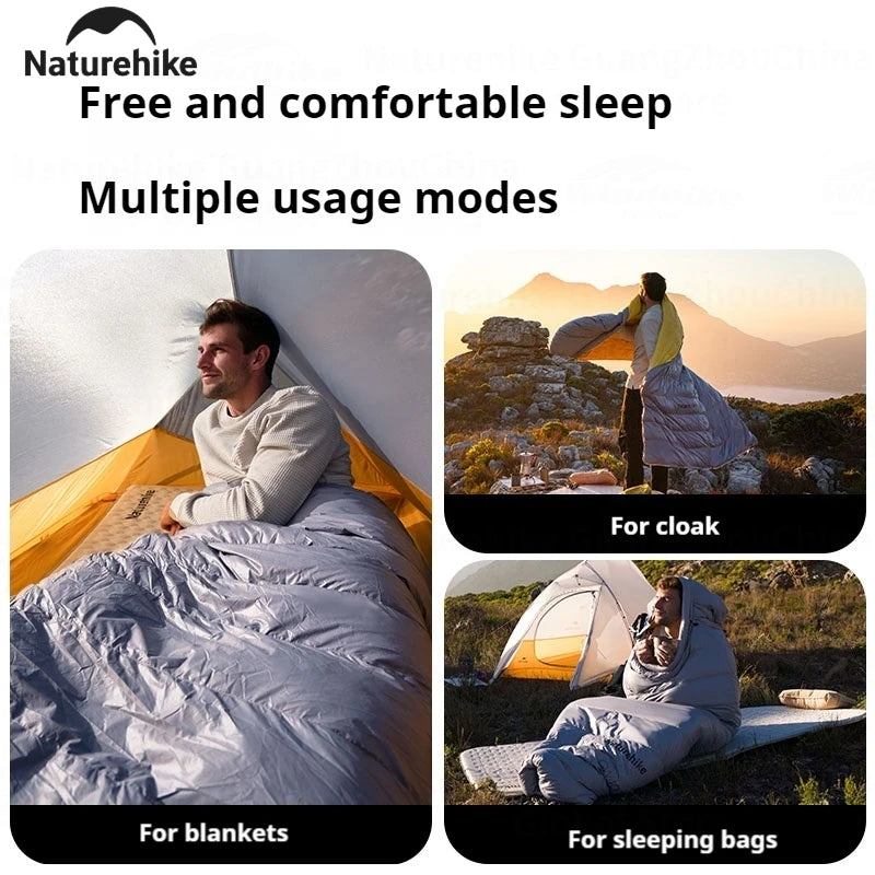 Naturehike CW400 Sleeping Bag Winter 650FP Duck Down Hooded Hiking Sleeping Bag 20D Nylon Waterproof Ultralight Envelope Warm
