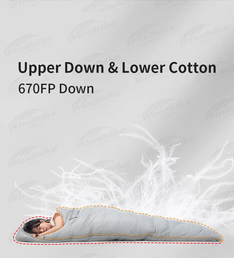 Naturehike Duck Down Sleeping Bag -13℃~8℃ Outdoor Autumn Winter Keep Warm Sleeping Bag Spliceable Envelope Ultralight 670FP