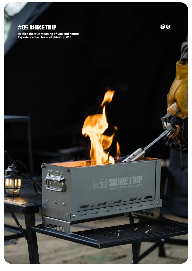 Outdoor Camping Second Burner Stove ShineTrip Thickened Stainless Steel Multifunctional Collapsible Portable IGT Half Unit Grill