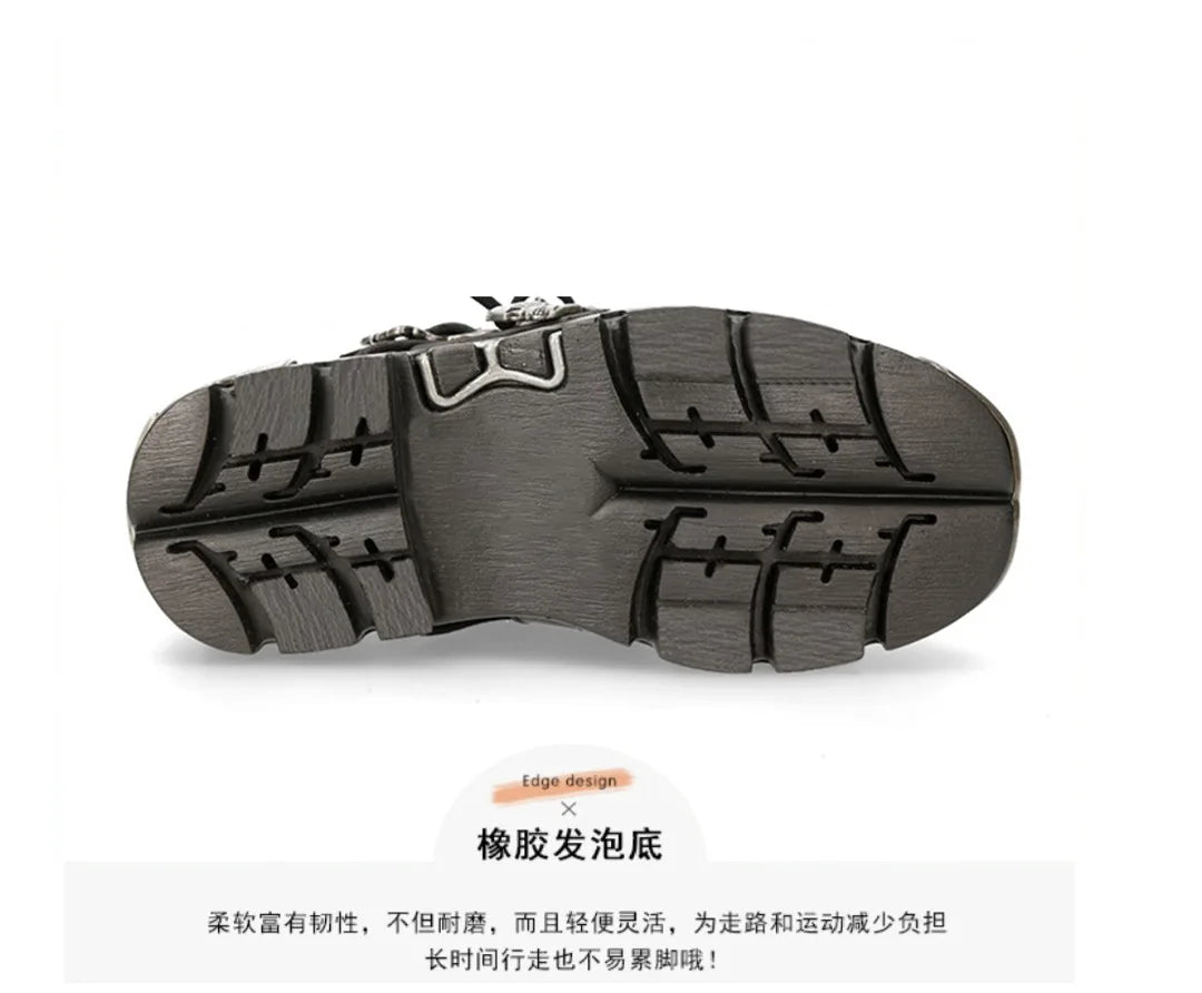 Soled Motorcycle Boots for Women, European and American Short Boots, Retro Lace Up Short Boots Dark gray flame flower shoes