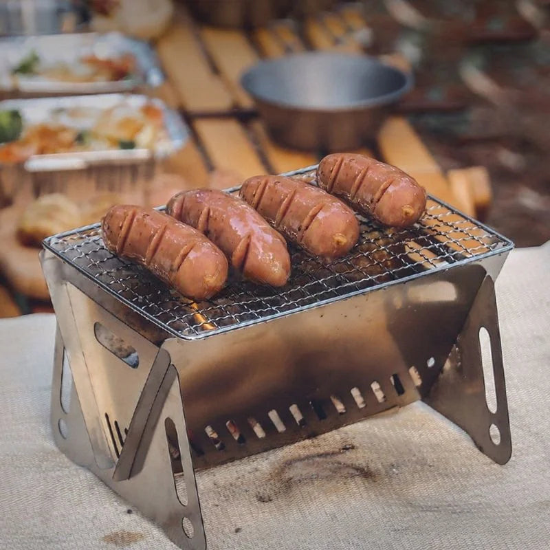 Outdoor Camping Charcoal Barbecue Grill For Party Beach Picnic Bbq Stove , Portable Stainless Steel Bbq Charcoal Grill