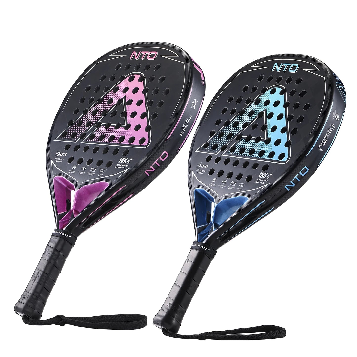 1~2Pcs Pink/Blue 18K Carbon Faces Padel Racket Diamond Shape With Anti-Vibration System,Optical Color Changing Pala de Padel