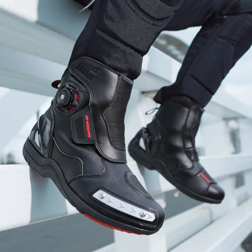 Fashion Men's Motorcycle Boots Waterproof Anti-Slip Motorbike Boots Man Motos Riding Shoes TPU Anti-collision Motocross Boot