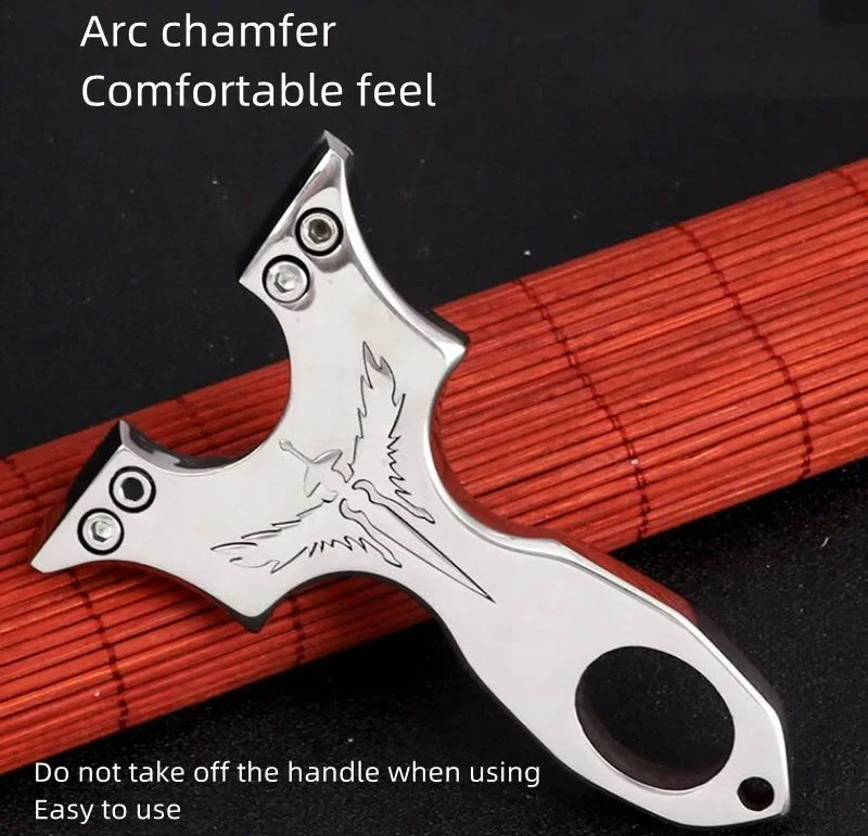 New Stainless Steel CNC Wire-cut Slingshot Exquisitely Carved Patterns High-quality Shooting Catapult Set with Rubber Band