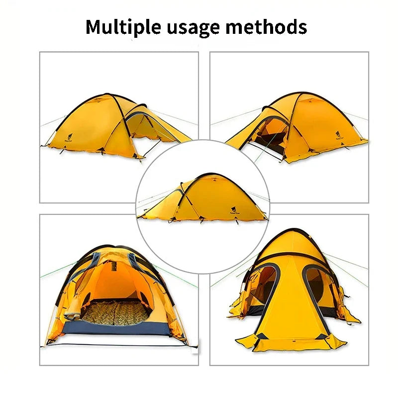 2 Person 4Season 20D Silicon Coated Tent Aluminum Rod Outdoor Camping 1Hall 1Room Rainproof with Snow Skirt Hiking Cycling Tour
