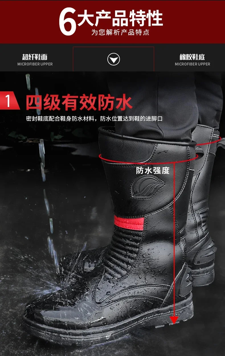 Anti-Slip Road Racing Motorcycle Boots with High Traction Rubber Outsoles Long Moto Shoes for Men Women Safety Riding Gear B1006