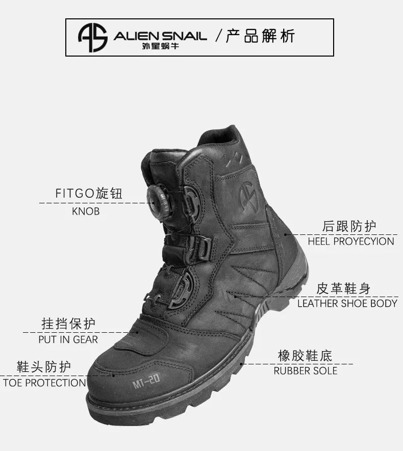 MT-20 Anti-fall Motorcycle Rally Boots MT-10 Leather Waterproof Riding Shoes Knob Design Racing Motorcycle Riding Cowhide Boots