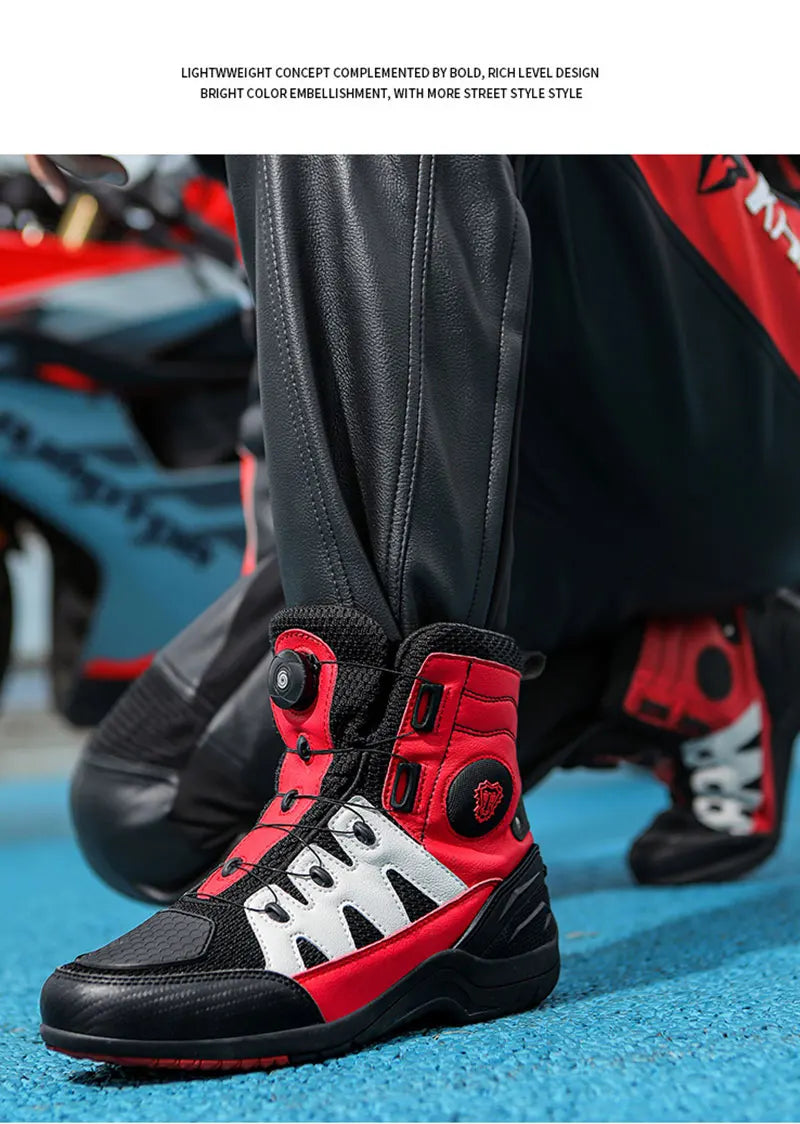 Men Motorcycle Boots New Waterproof Motorbike Riding Shoes Microfiber Breathable Men's Motorcycle Shoes Motos Bike Sport Boot