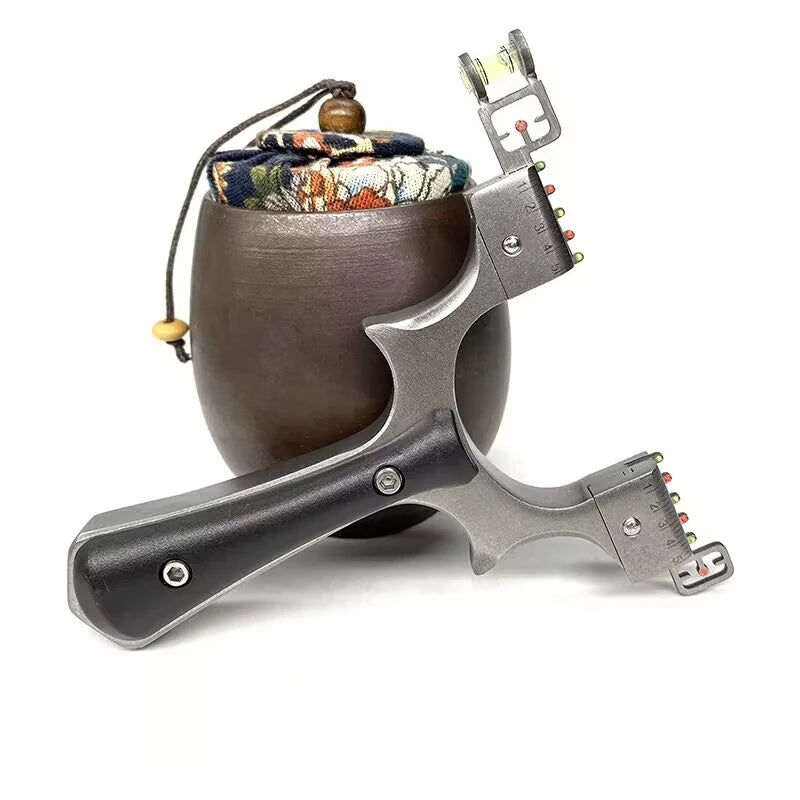 Outdoor Shooting Hunting Slingshot Stainless Steel Flat Rubber Band Catapult High Precision Sling Outdoors Hunting and Shot