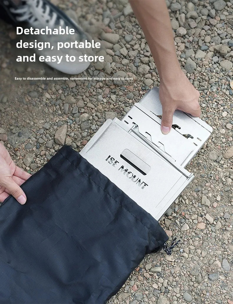 Camping Windproof Firewood Stove Stainless Steel Barbecue Grill Wood Burner Protable Outdoor Picnic Oden Cooking Furnace