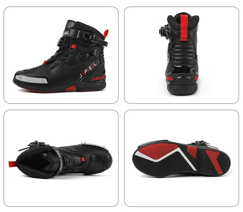 2024 New Motorcycle Boots Man Leather Motos Riders Protective Boots Waterproof Non-slip Motocross Mountain Racing Shoes