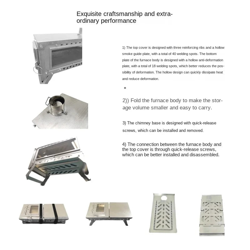 WT-Dream-Ti Titanium furnace Plug-in folding titanium alloy outdoor tent camping wood stove grill