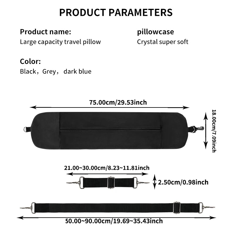 Travel Neck Pillow with Fillable Clothing U-Shaped Pillowcase, Extra Storage Bag, Velvet Neck Pillow Cover for Airplane Travel