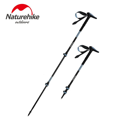 Naturehike Folding Trekking Pole Foldable Walking Stick for Walk Climbing Retractable 3 Sections Telescopic 6061 Aluminum Alloy