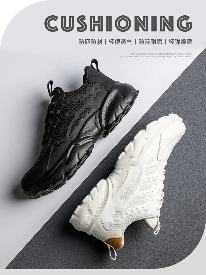 White Safety Shoes Men Steel Toe Boots Work Sneakers Anti-smash Anti-puncture Indestructible Shoes Sport Men Protective Shoes
