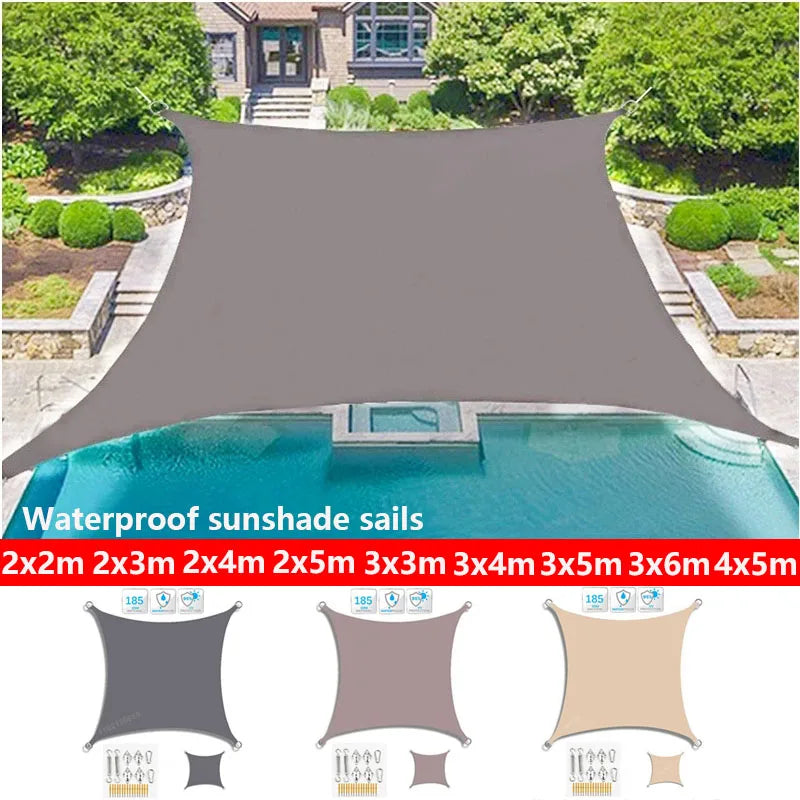 3x5m 3x6m 4x5m outdoor waterproof and UV shade sail 300D Oxford cloth shade canvas garden terrace canopy camping sun shelter