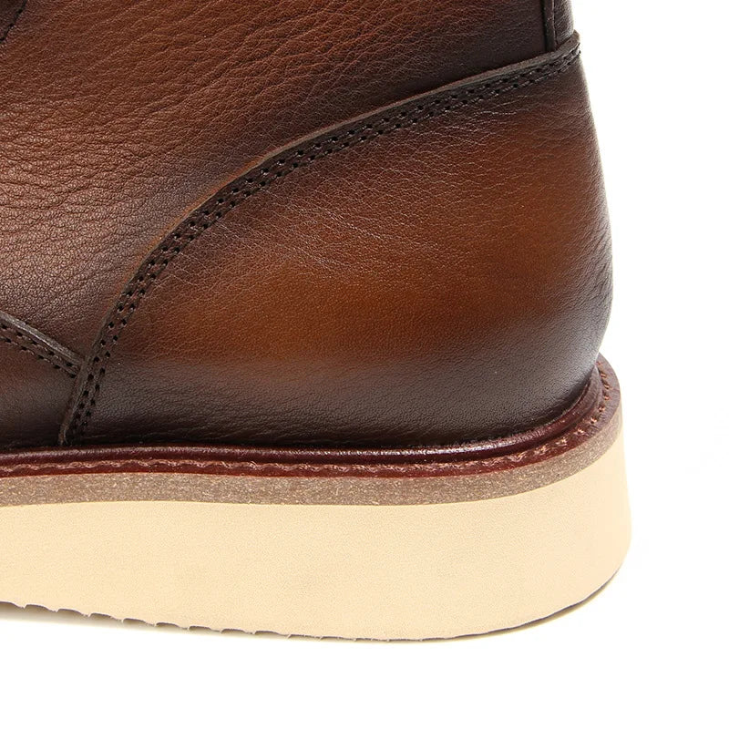 2025 New Vintage Autumn Winter Boots Lace Up Design Male Footwear Cow Real Leather Short Boots Retro Desert Boots Man Shoes A082