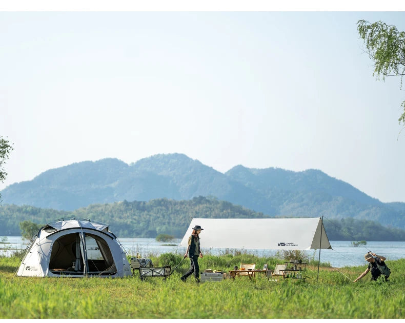 MOBI GARDEN Camping Tent Royal Castle 150D Oxford With Snow Skirt Double Layer Waterproof Hiking 5 Person 4 Season Tent UV50+