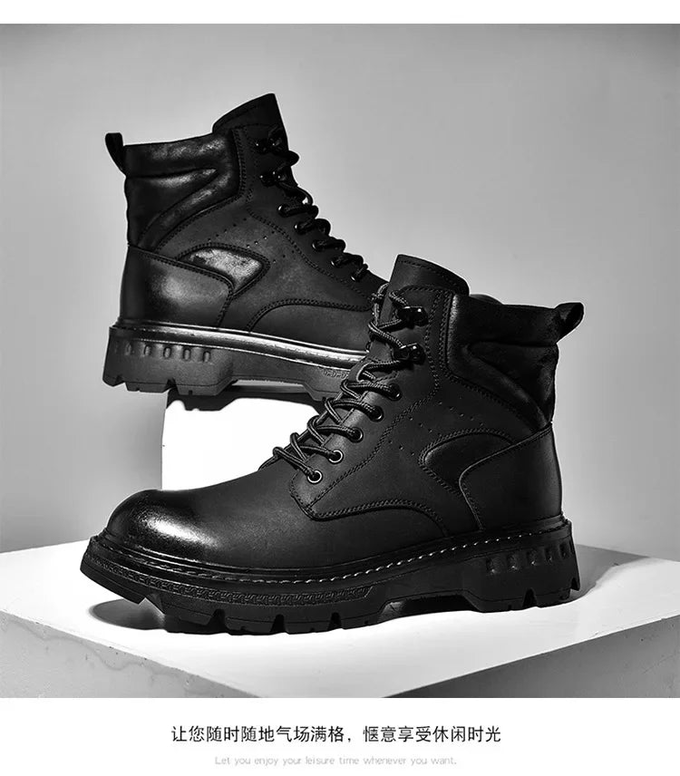 Motorcycle Boots Fashionable Motorcycle Boots Winter Cotton Boots Thick Soled Shock-absorbing Non Slip Casual Shoes