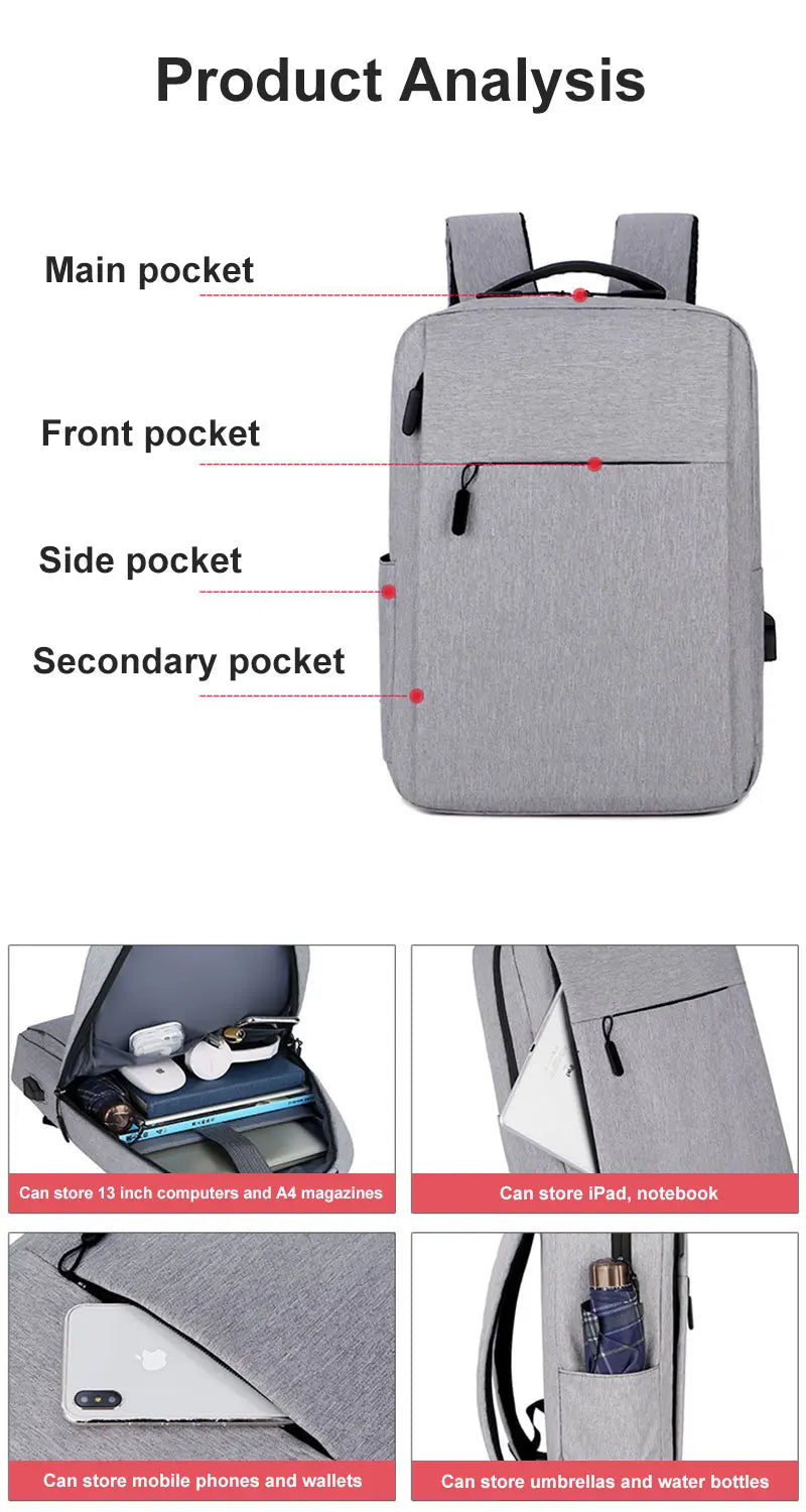 Unisex Waterproof Travel Backpack Men and Women Multifunctional Laptop Bags With USB Charging School Bag Boys Girls Backpacks