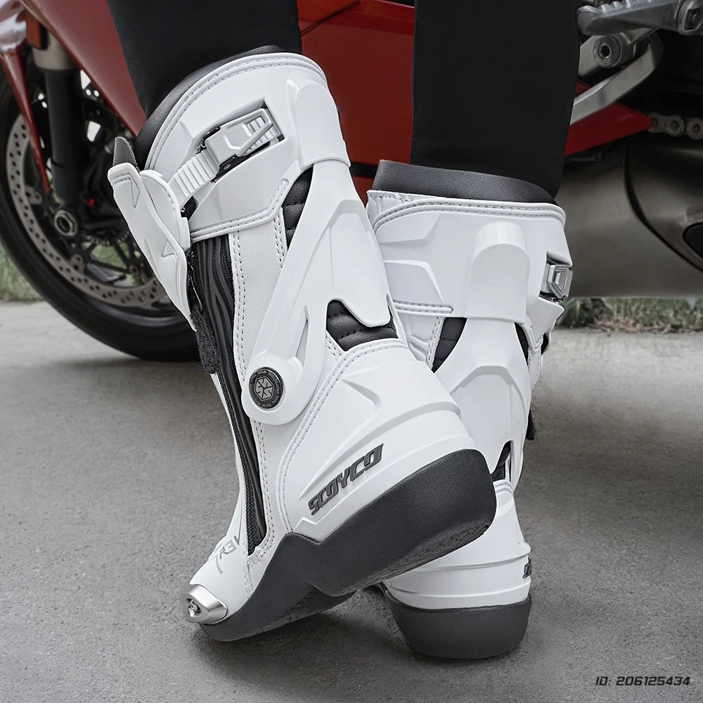 Women's Motorcycle Boots Riding Durable Anti-Slip Professional Motocross Protective Shoes Motorbike Boots Windproof Waterproof