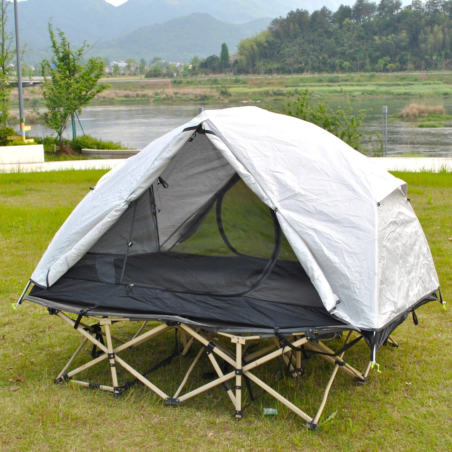 Ultralight 2 Person Cot Tent for Camping Ground Bed Tent with Footprint Bed Not Included the Bed