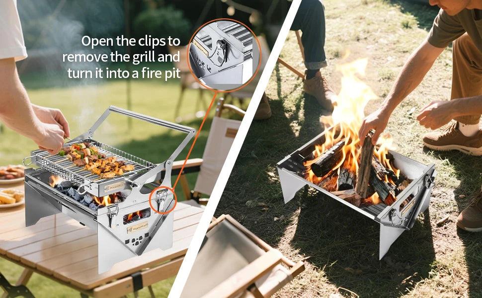 BiggerFire New Portable Outdoor Camping Easy  Flip BBQ Grill Folding Charcoal BBQ Grills