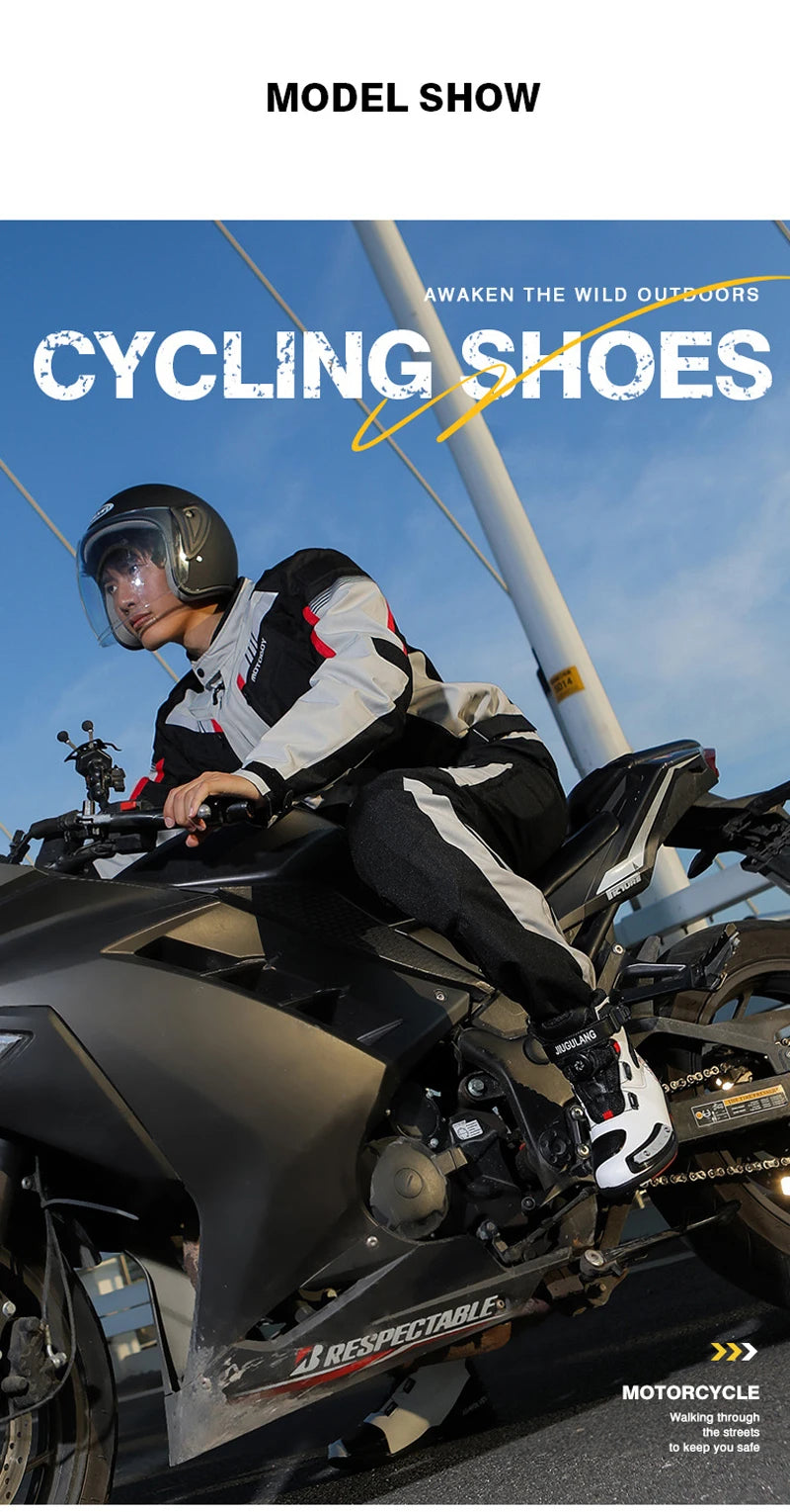 2024 New Motorcycle Boots Man Leather Motos Riders Protective Boots Waterproof Non-slip Motocross Mountain Racing Shoes