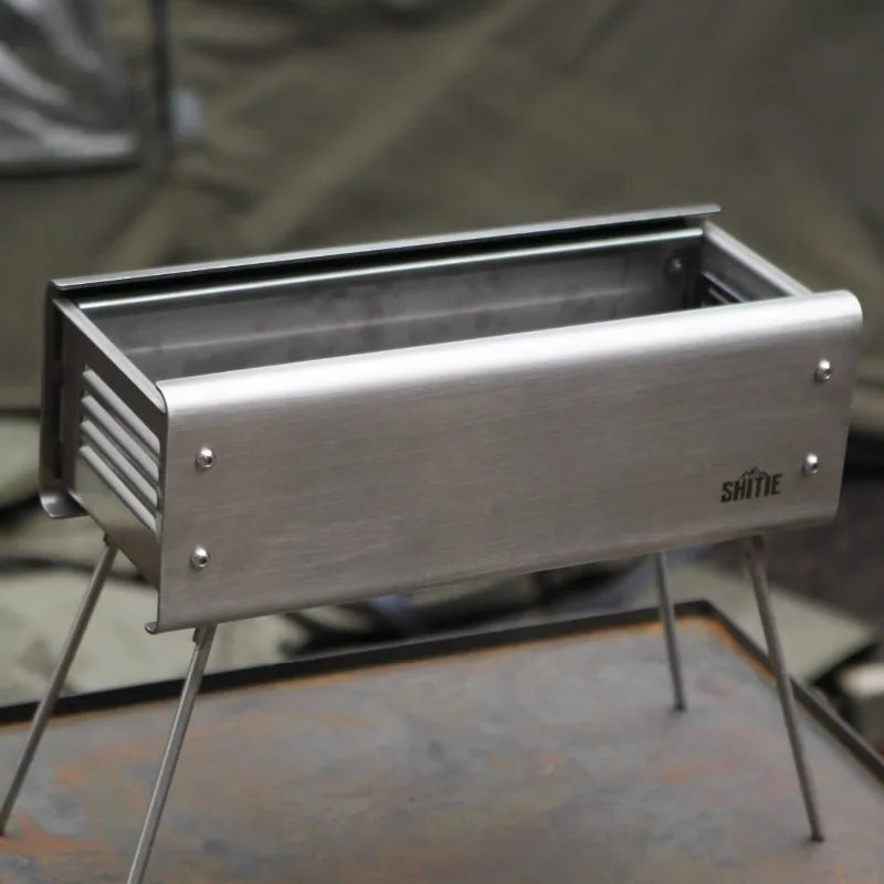 Outdoor Folding Camping Furnace Portable Stainless Steel Household Barbecue Stove Stable Thickened Charcoal Rack Outdoor Stoves