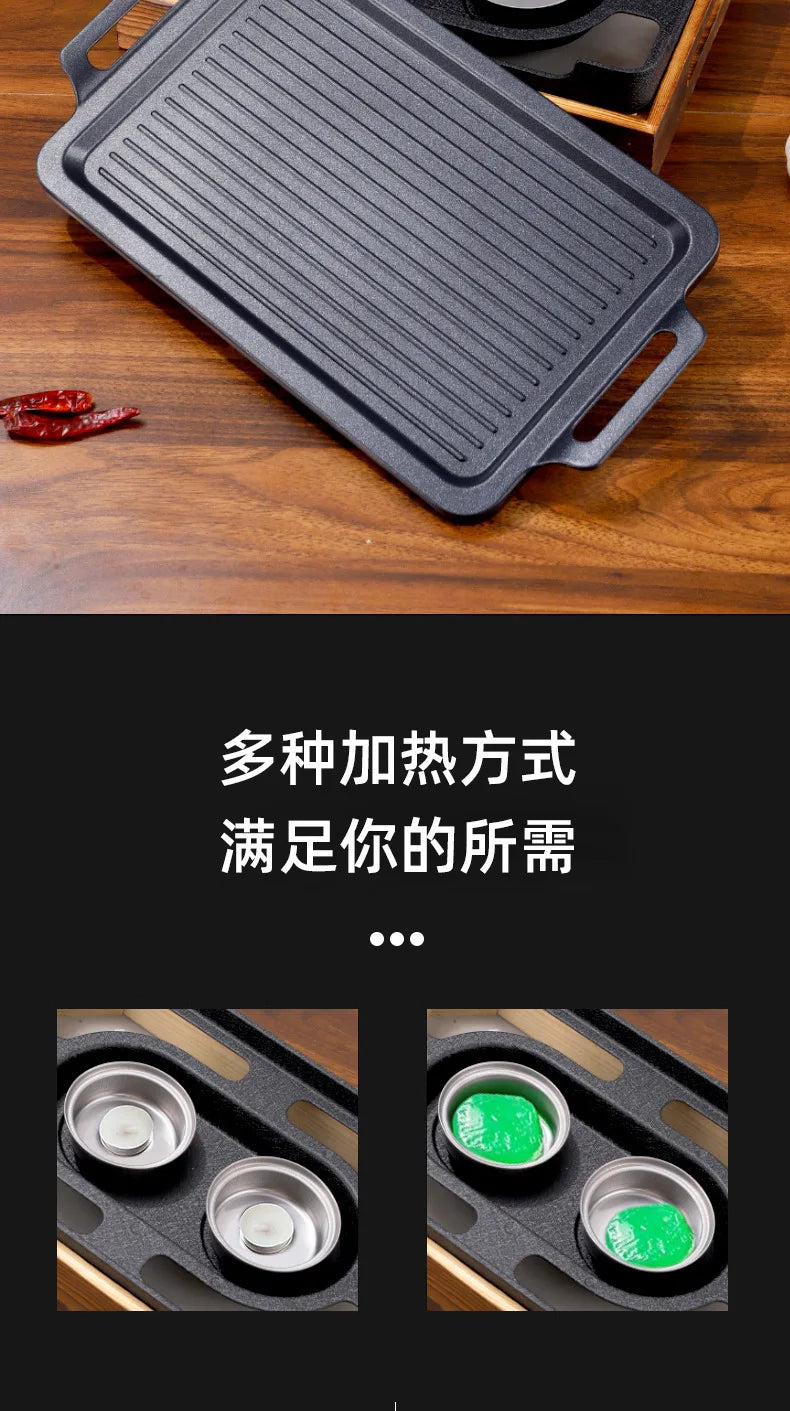 Barbecue Baking Tray Multifunctional Smokeless Non Stick Barbecue Plate BBQ Grill Pan for Outdoor Camping Picnic