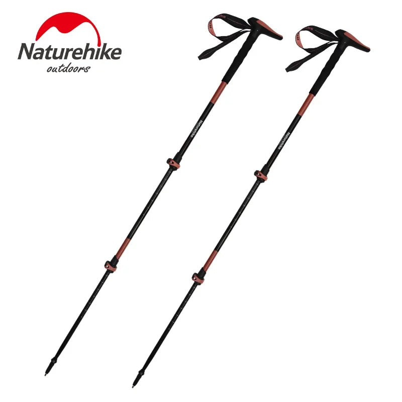 Naturehike Folding Trekking Pole Foldable Walking Stick for Walk Climbing Retractable 3 Sections Telescopic 6061 Aluminum Alloy