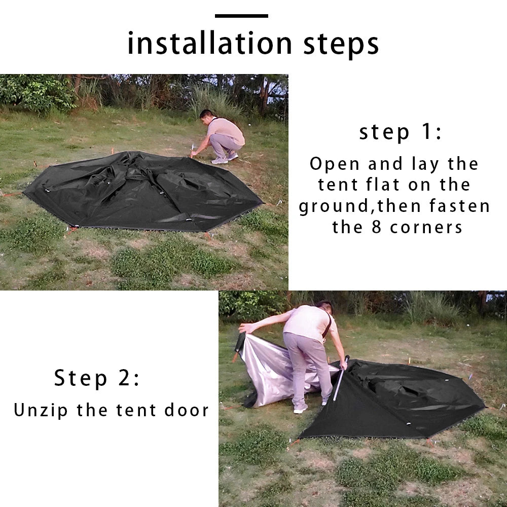 Camping Teepee Tent with Chimney Window Outdoor Ultralight Tipi Pyramid Tent Double Layer Bushcraft 1 Person Tents Hot Tent