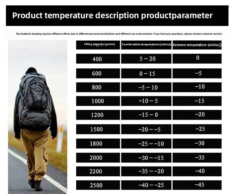 SKY ICEJingchan Mummy Down Sleeping Bag for Adults Outdoor Camping Winter Thickened Goose Down Cold-Proof Warm