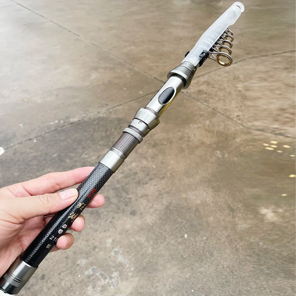Telescopic Spinning Rod Metal Reel Seat Durable Strong Short Fishing Rod 1.5m 1.8m 2.1m 2.4m Carbon Travel Carp Fishing Pole