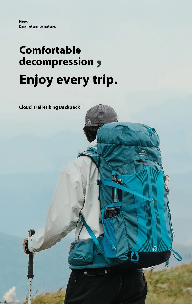 Naturehike Hiking Backpack Waterproof 45/55/65L Knapsack Climbing Travel Outdoor Sports Large Capacity Nylon Bag With Rain Cover