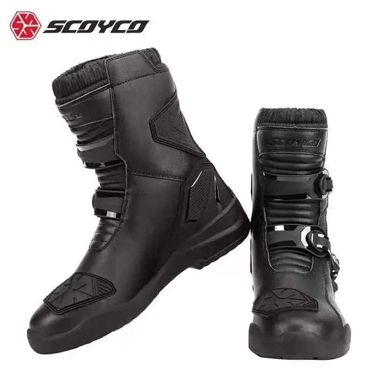Scoyco Enduro Motorcycle Boots Waterproof Motorcyclist Botas Brown Leather Motocross Boots Off Road Racing Black For Men Knight