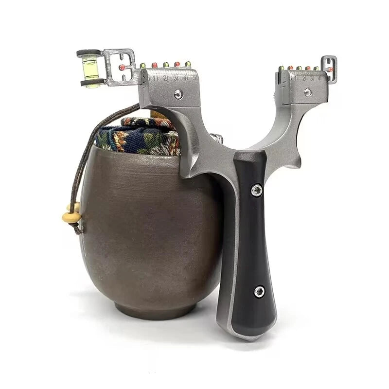 Outdoor Shooting Hunting Slingshot Stainless Steel Flat Rubber Band Catapult High Precision Sling Outdoors Hunting and Shot