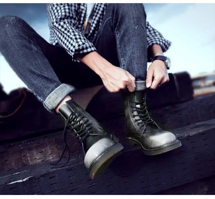 Fashion Men's Boots British Style High Top Casual Sneakers Men Luxury Designer Work Shoes Outdoor Anti slip Motorcycle Boots Mal
