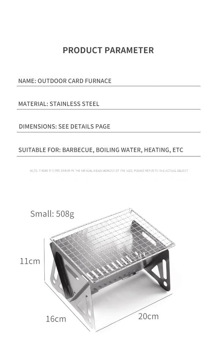Outdoor Camping Charcoal Barbecue Grill For Party Beach Picnic Bbq Stove , Portable Stainless Steel Bbq Charcoal Grill