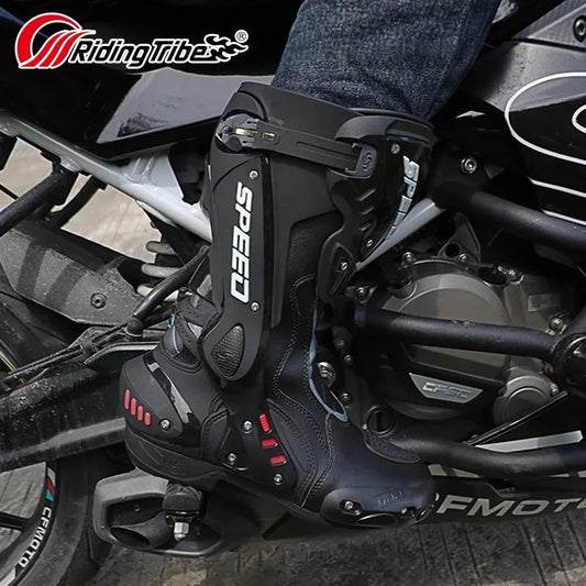 Off-Road Motorcycle Boots Men's Non-Slip Steel Toe Heavy Duty Design with Ankle Support & Shift Pad Shield for Dirt Bike